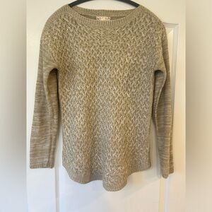 EUC It's Our Time Boat Neck Acrylic Tan Beige Cable Knit Sweater